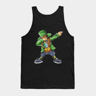 St Patricks Day Dabbing Leprechaun Face Mask Irish flag Tank Top